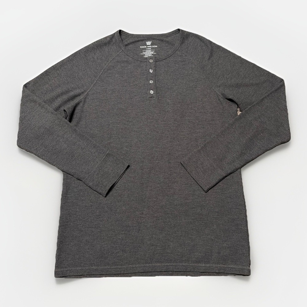 Mack Weldon Pullover Shirt Mens Large Waffle Knit Henley Thermolite‎ Wool Blend